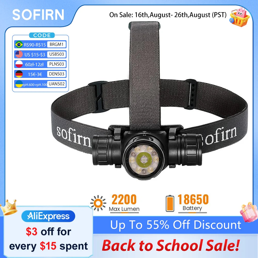 Sofirn HS21 USB C Rechargeable Headlamp With Infrared Sensor