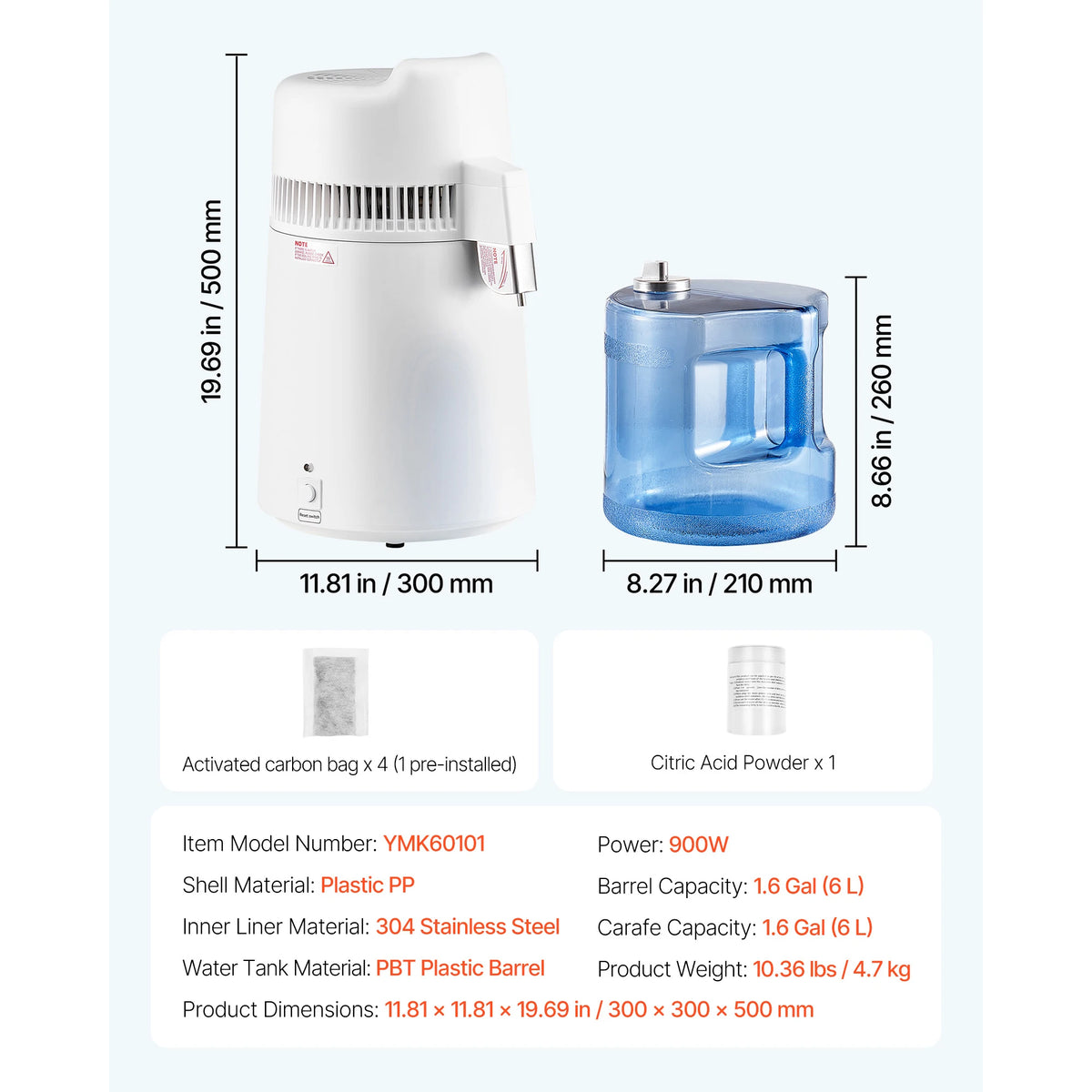 VEVOR Countertop Water Distiller For Clean Household Purification