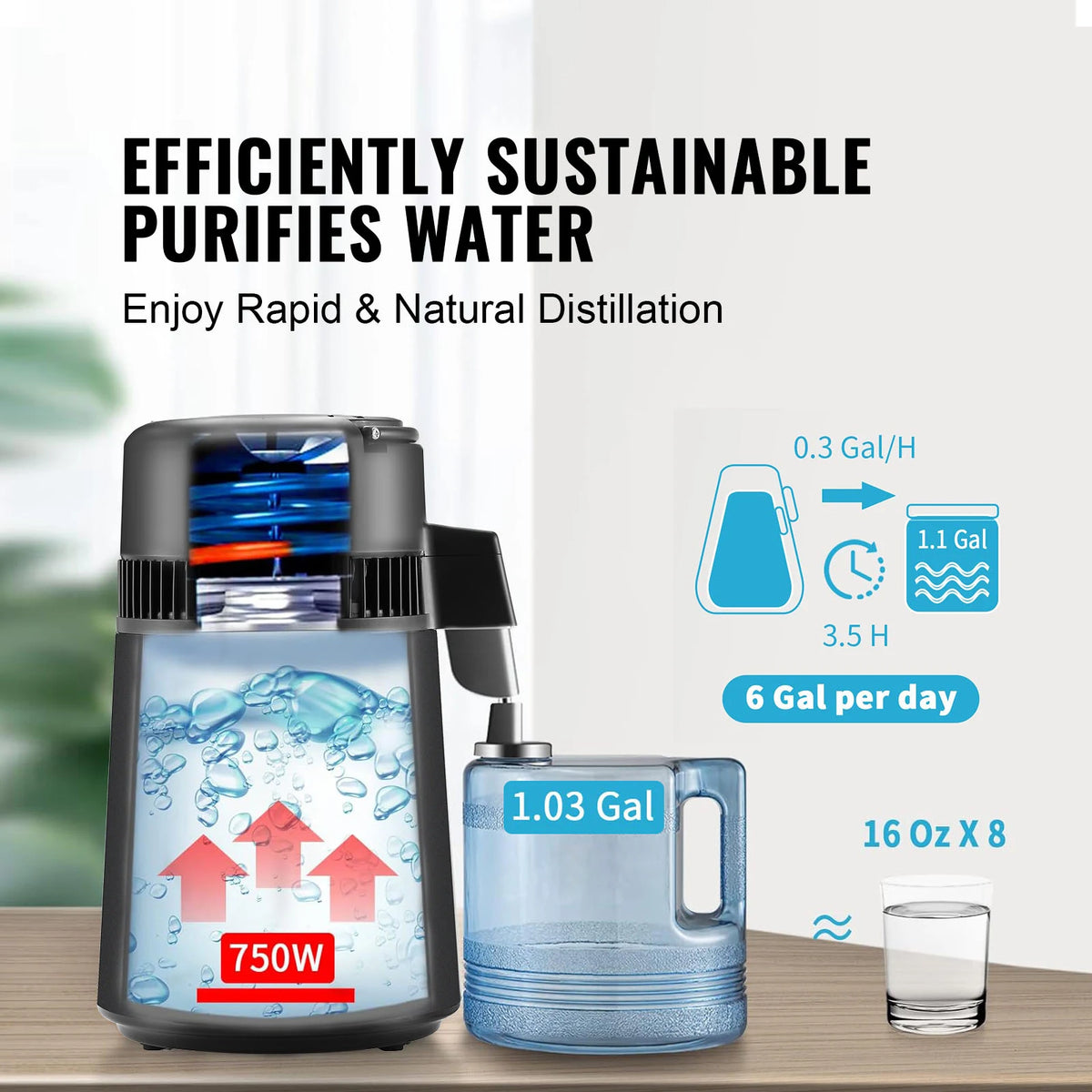 Succebuy Countertop Water Distiller Machine For Pure Stainless Steel Purifying