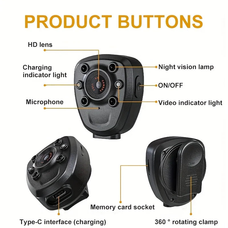 Kaysunlink Mini Body Camera With 1080P HD Night Vision Recording
