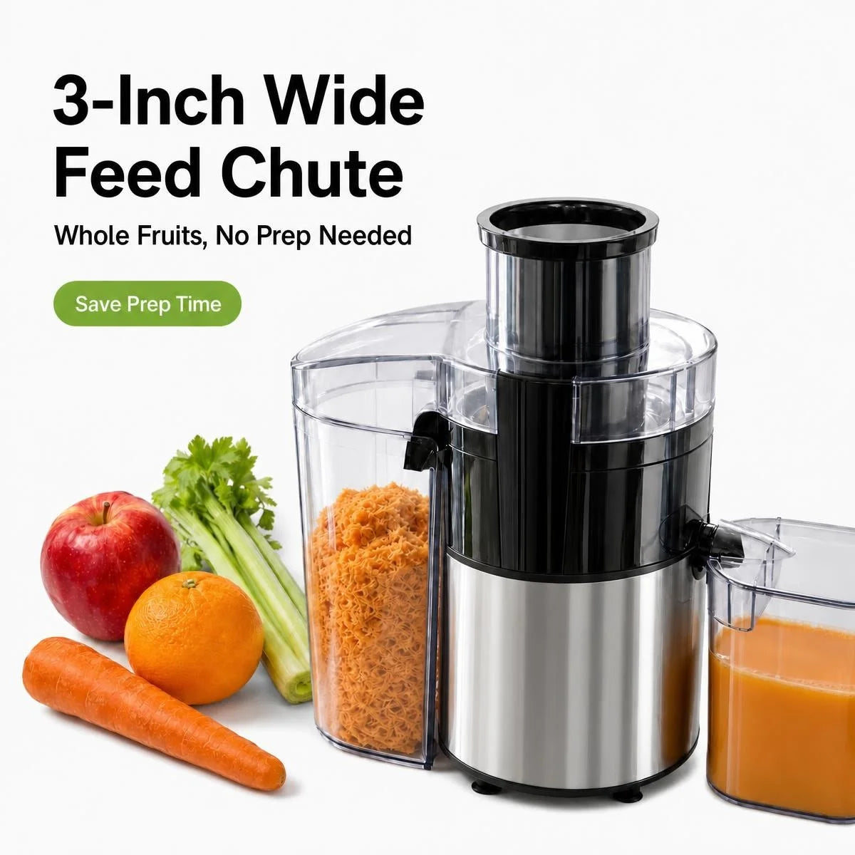 Efficient Centrifugal Juicer With Wide Feed Chute For Quick Juicing