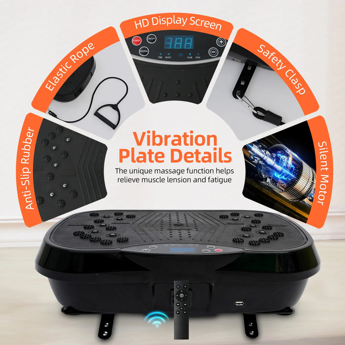 Portable Vibration Plate Exercise Machine With Bluetooth Remote