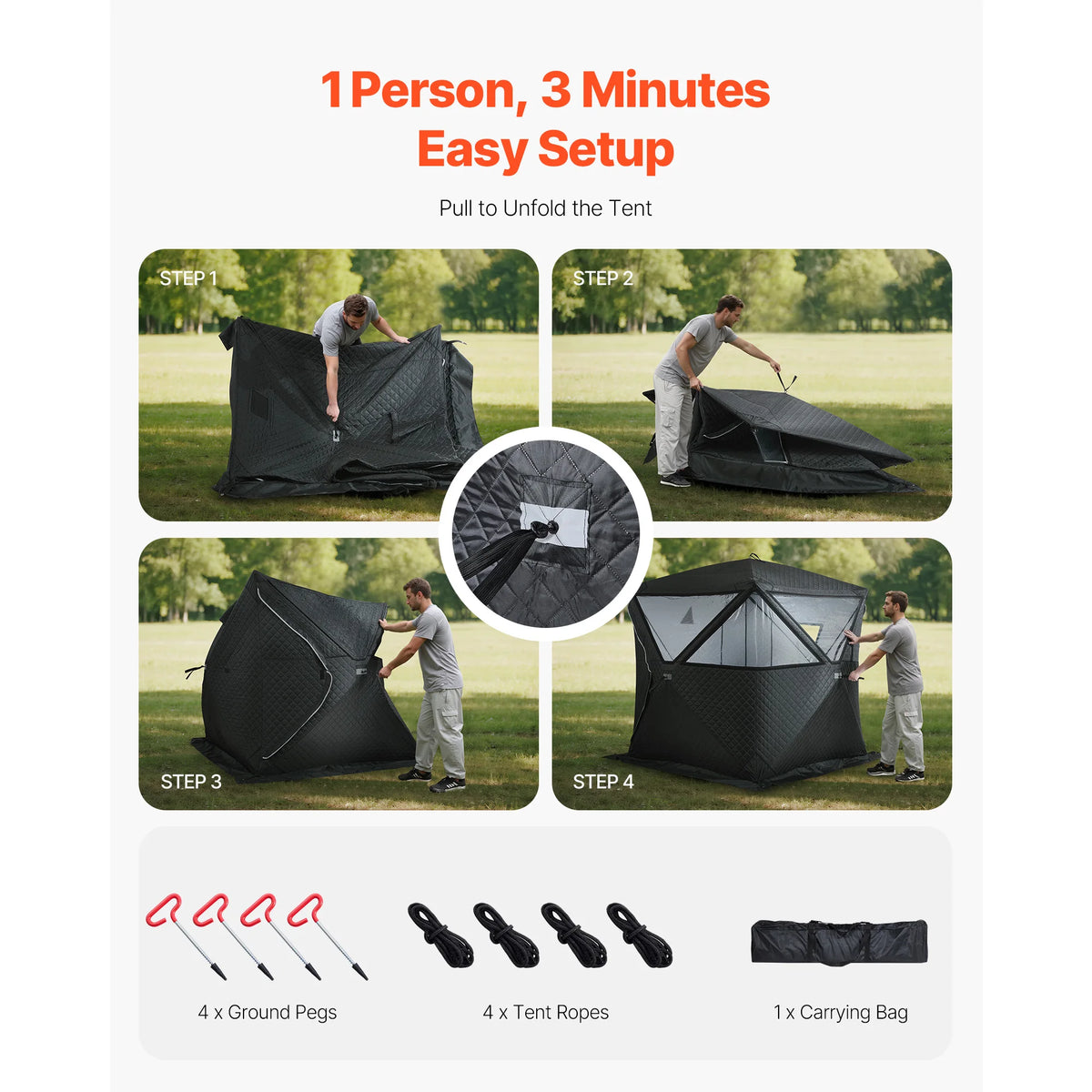 Portable Outdoor Sauna Tent For Home Camping Steam Dry Functions