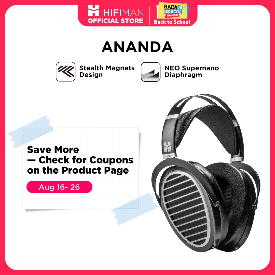 Refurbished: HIFIMAN Ananda Stealth Magnet Version Open-Back Over-Ear Planar Magnetic Hi-Fi Headphones for Audiophiles