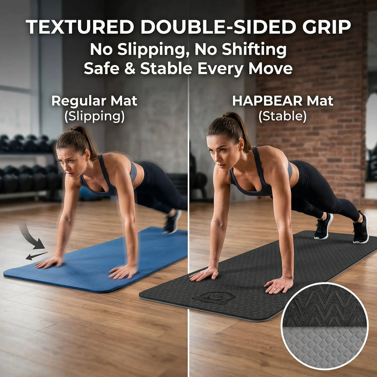 Hapbear TPE Non Slip Yoga And Exercise Mat With Bag