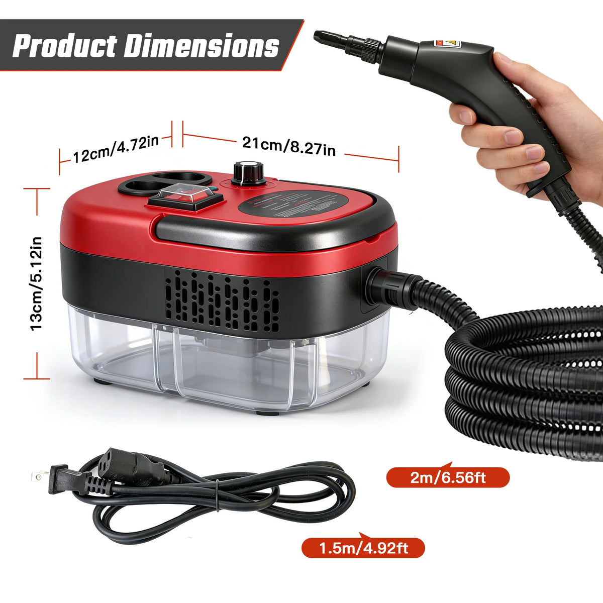 Portable Steam Cleaner 2500W Handheld 1200ML 105C With 20 Accessories