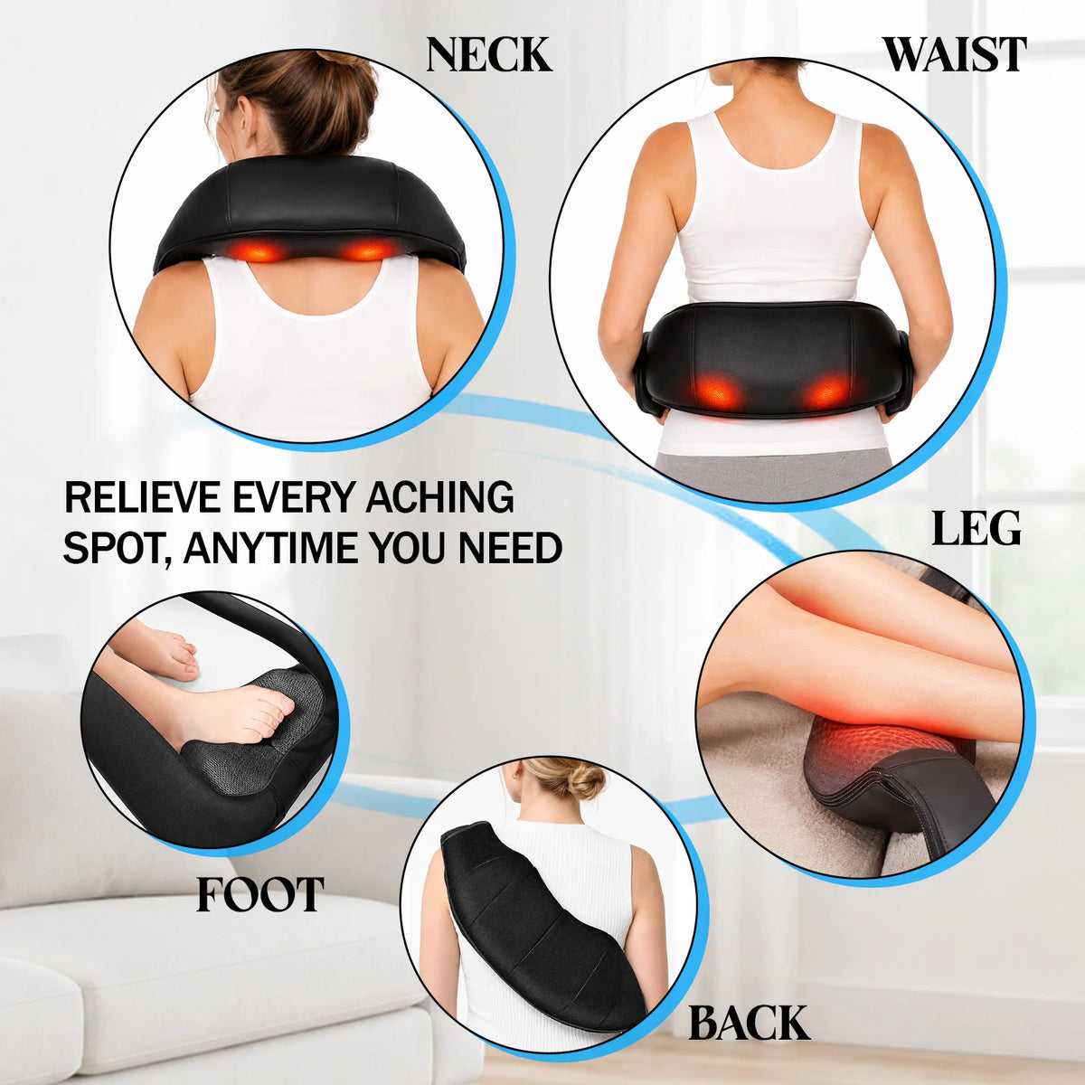 Electric Shiatsu Neck Shoulder Massager With Heat For Pain Relief