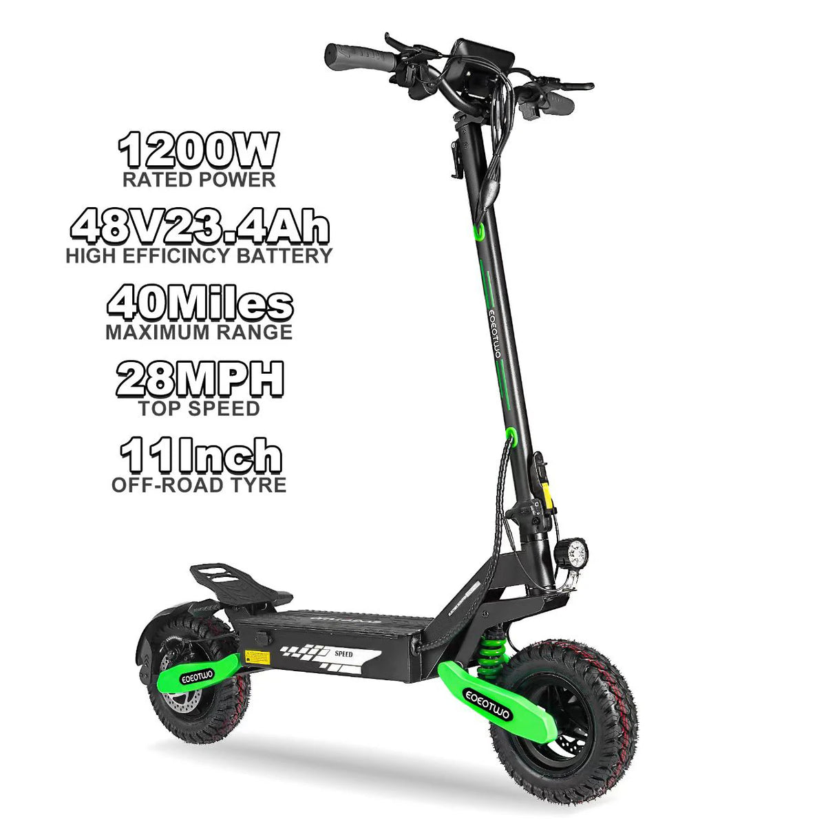 Eoeotwo 1200W Foldable Off Road Electric Scooter 30MPH