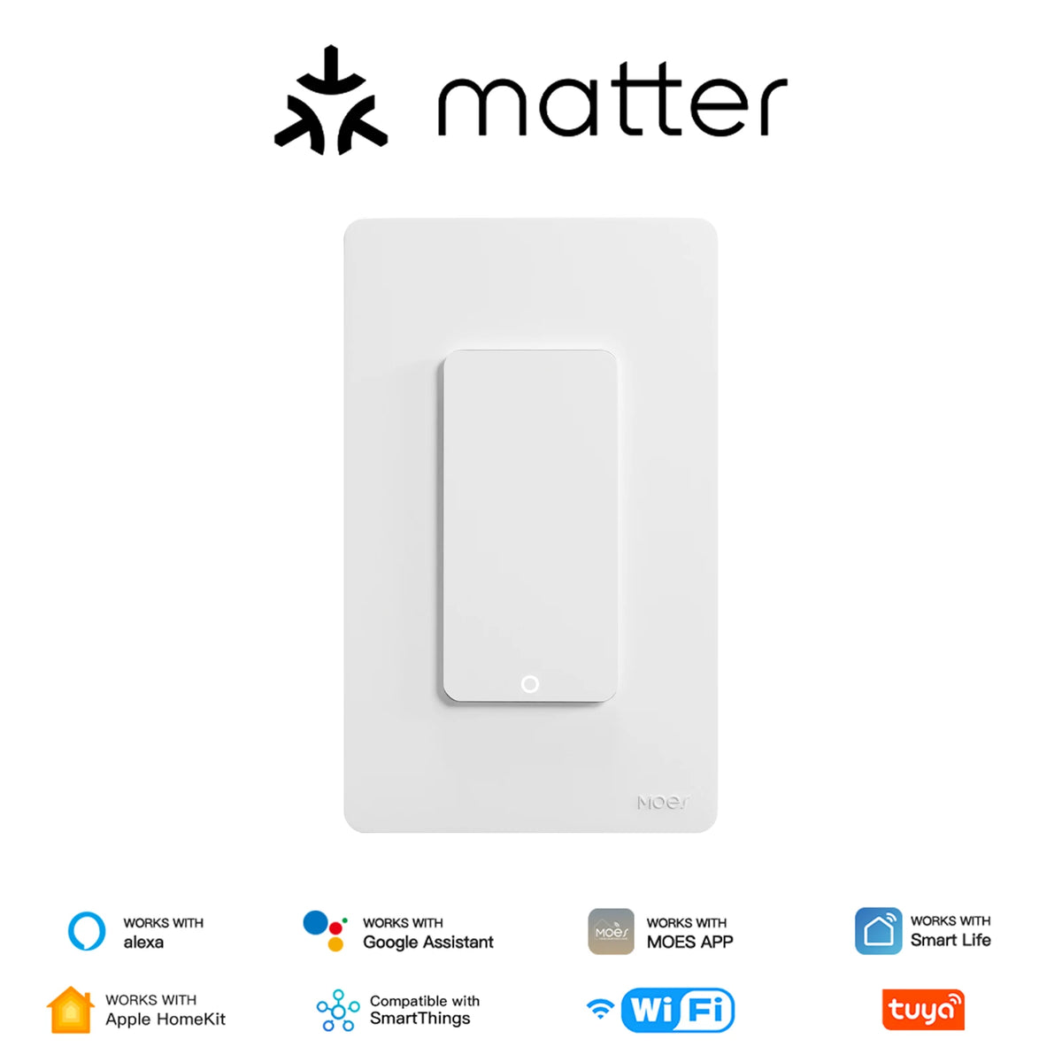Moes Matter WiFi Smart Light Button Switch App Control