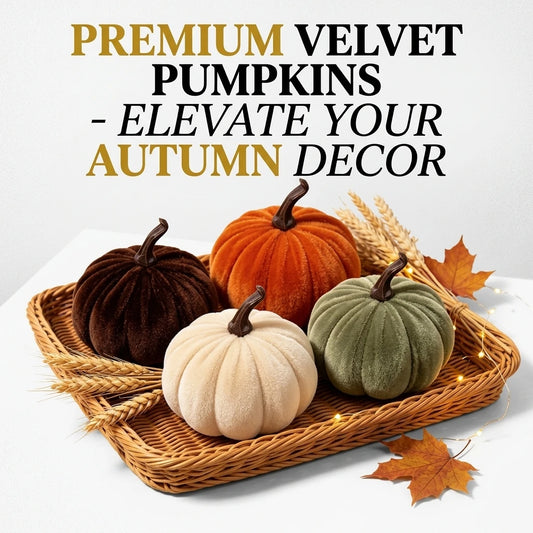 Artificial Velvet Pumpkins for Fall Decor Soft Plush Fabric Thanksgiving Halloween Home Table Centerpiece Autumn Harvest Party Ornaments Small Assorted Decorative Props