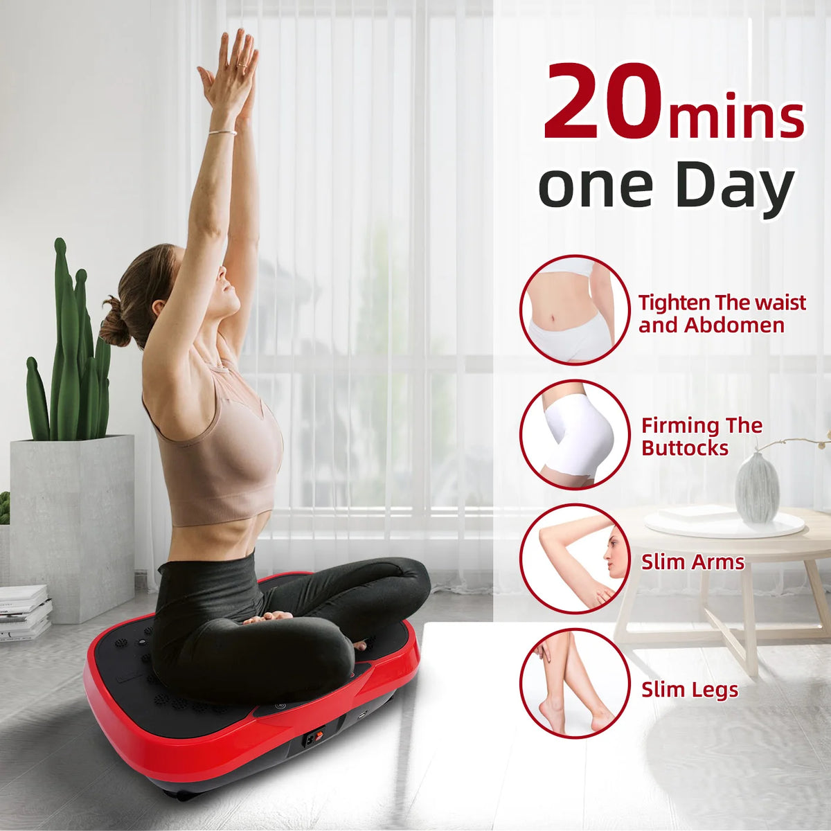 Portable Vibration Plate Exercise Machine With Bluetooth Remote