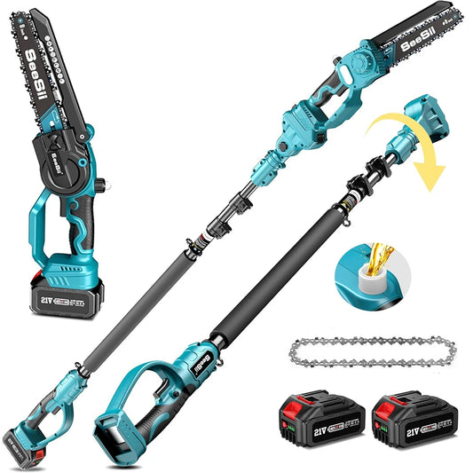 Seesii Cordless Pole Saw Tree Trimmer With Extension Pole Pruner