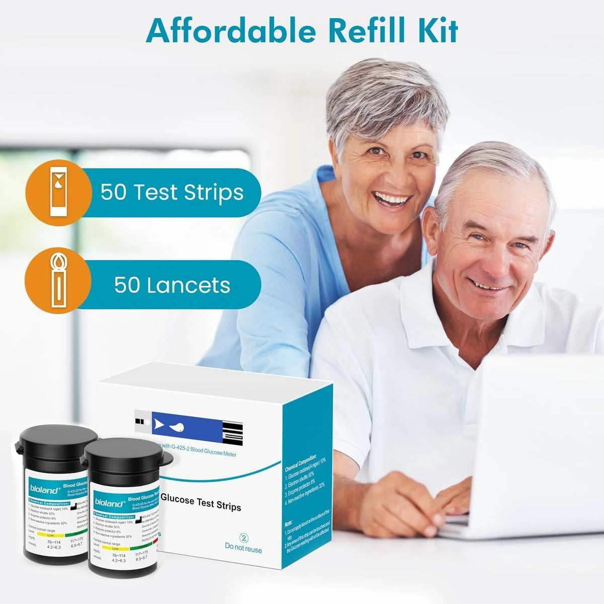 VivaGuard Blood Glucose Monitor Kit Includes Strips Lancets No Coding