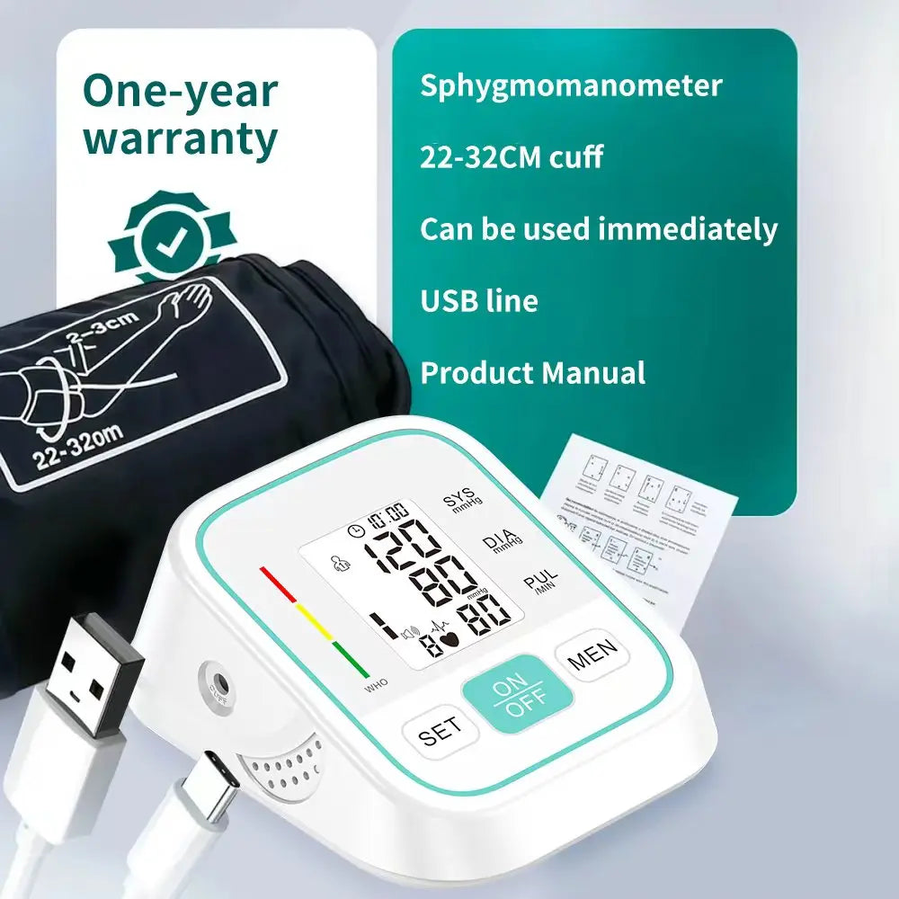Digital Upper Arm Blood Pressure Monitor With Voice Broadcast