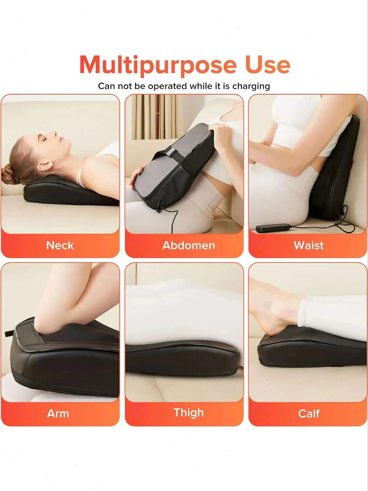 LINGTENG 3D Kneading Back Massager With Heat Therapy Rechargeable Battery