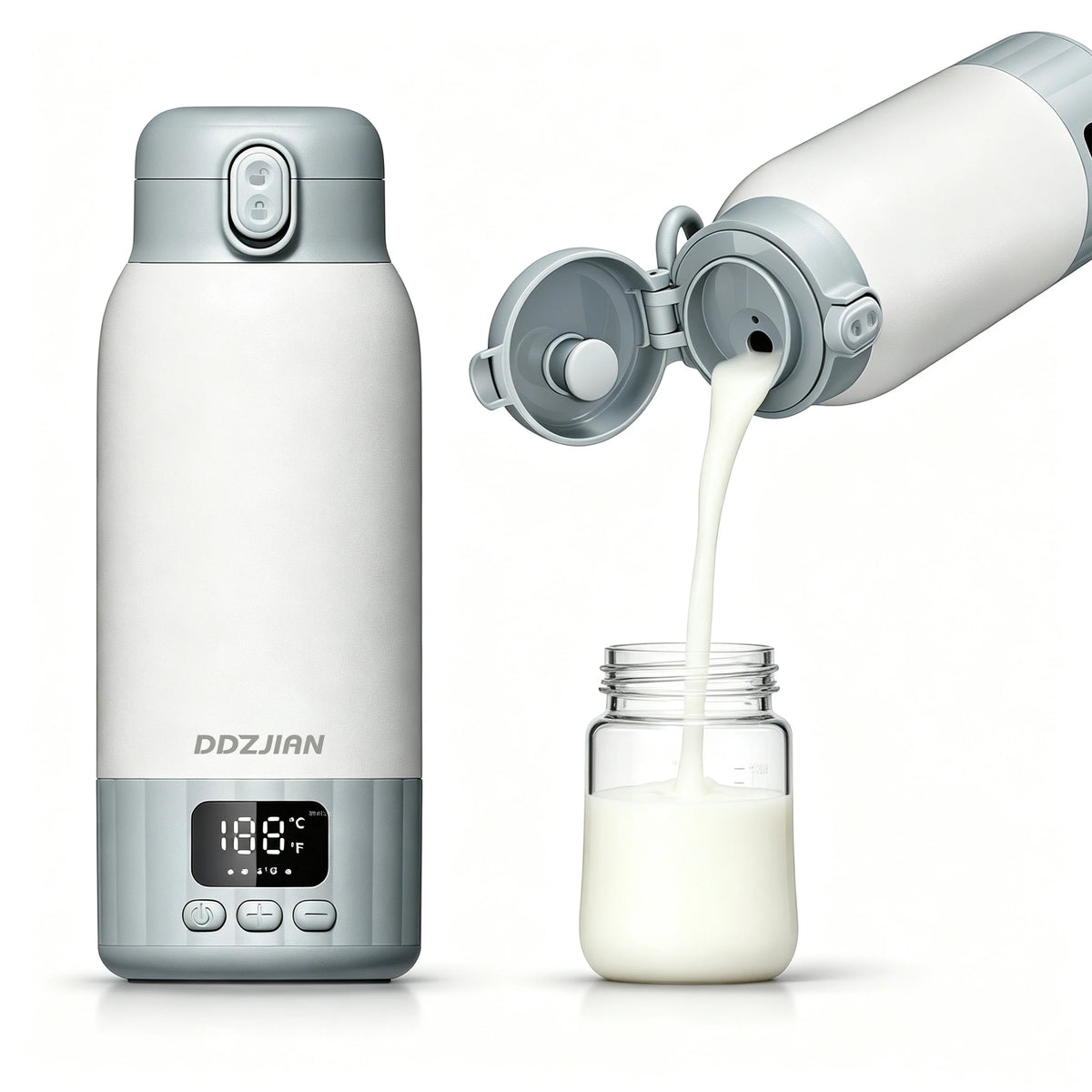 Portable Electric Heating Thermos Cup With Led Temperature Display