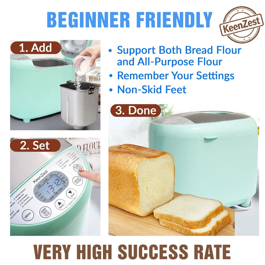 KeenZest Automatic Bread Maker With Gluten Free Baking Settings