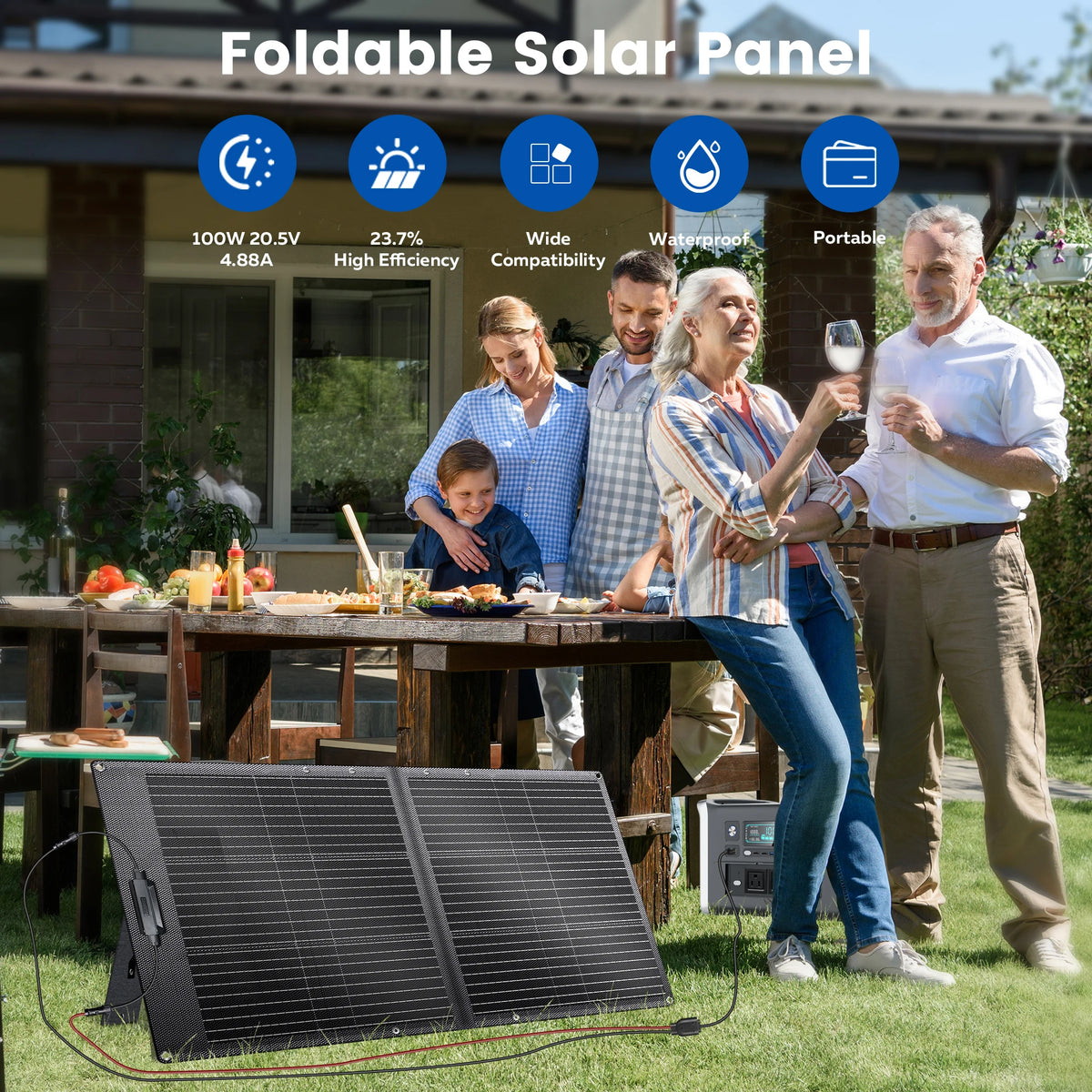 CTOLITY Foldable Etfe Solar Panel 100 Watt Portable Charger