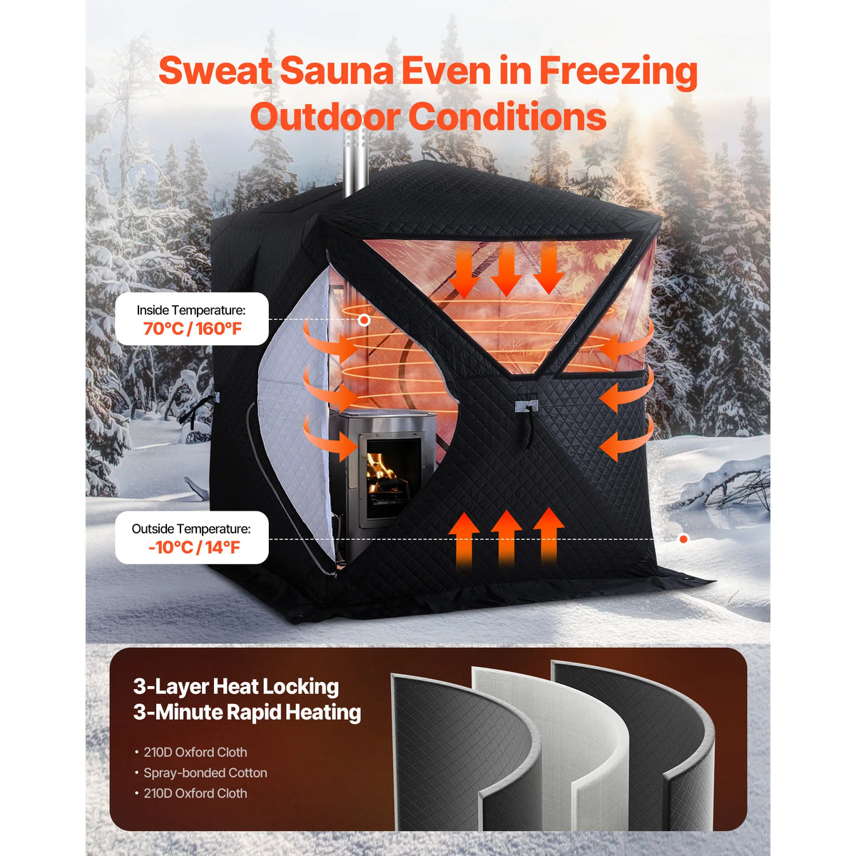 Portable Outdoor Sauna Tent For Home Camping Steam Dry Functions