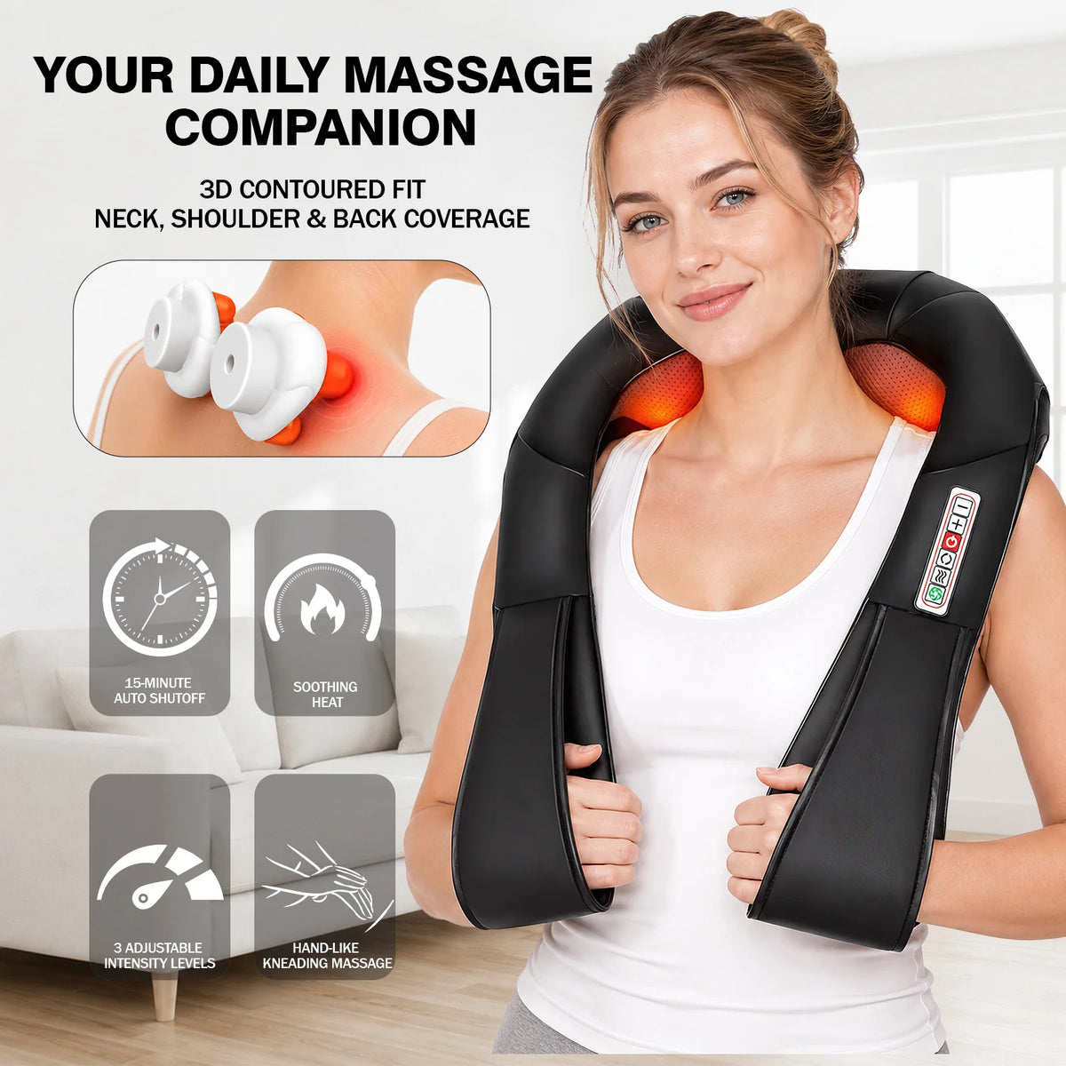Electric Shiatsu Neck Shoulder Massager With Heat For Pain Relief