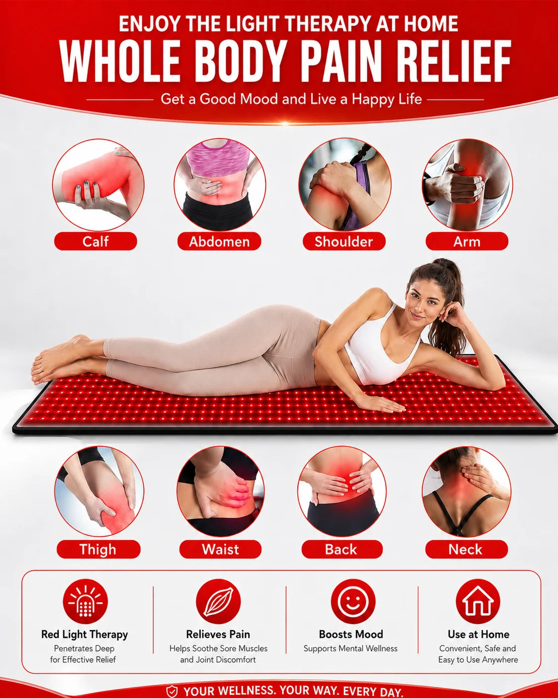 Professional Led Red Light Therapy Mat For Full Body Comfort