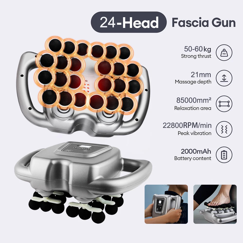 Foreverlily 24 Heads Massage Gun High Frequency Vibration Muscle Massager