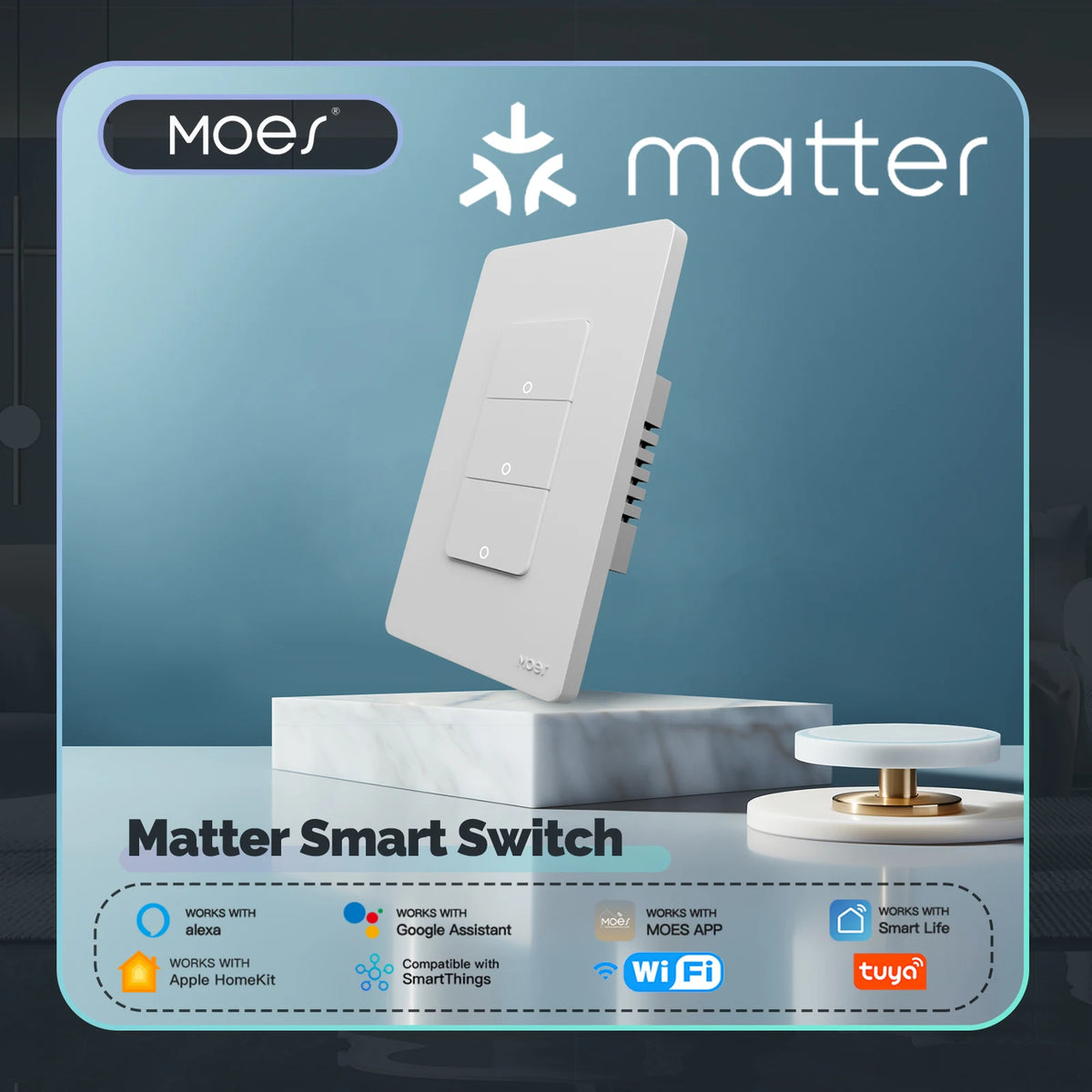 Moes Matter WiFi Smart Light Button Switch App Control