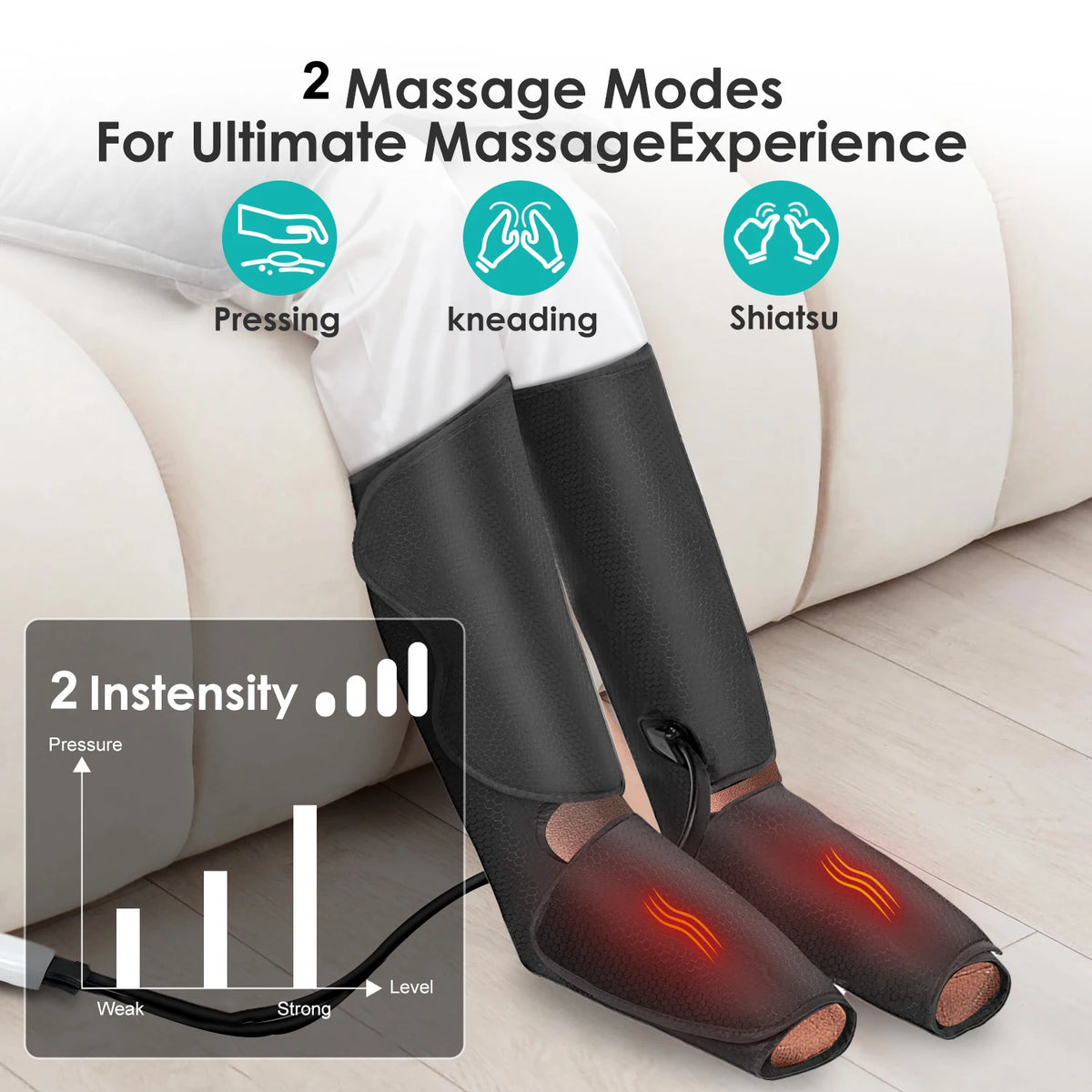 SEJOY Air Compression Leg Massager With Integrated Heat Mode