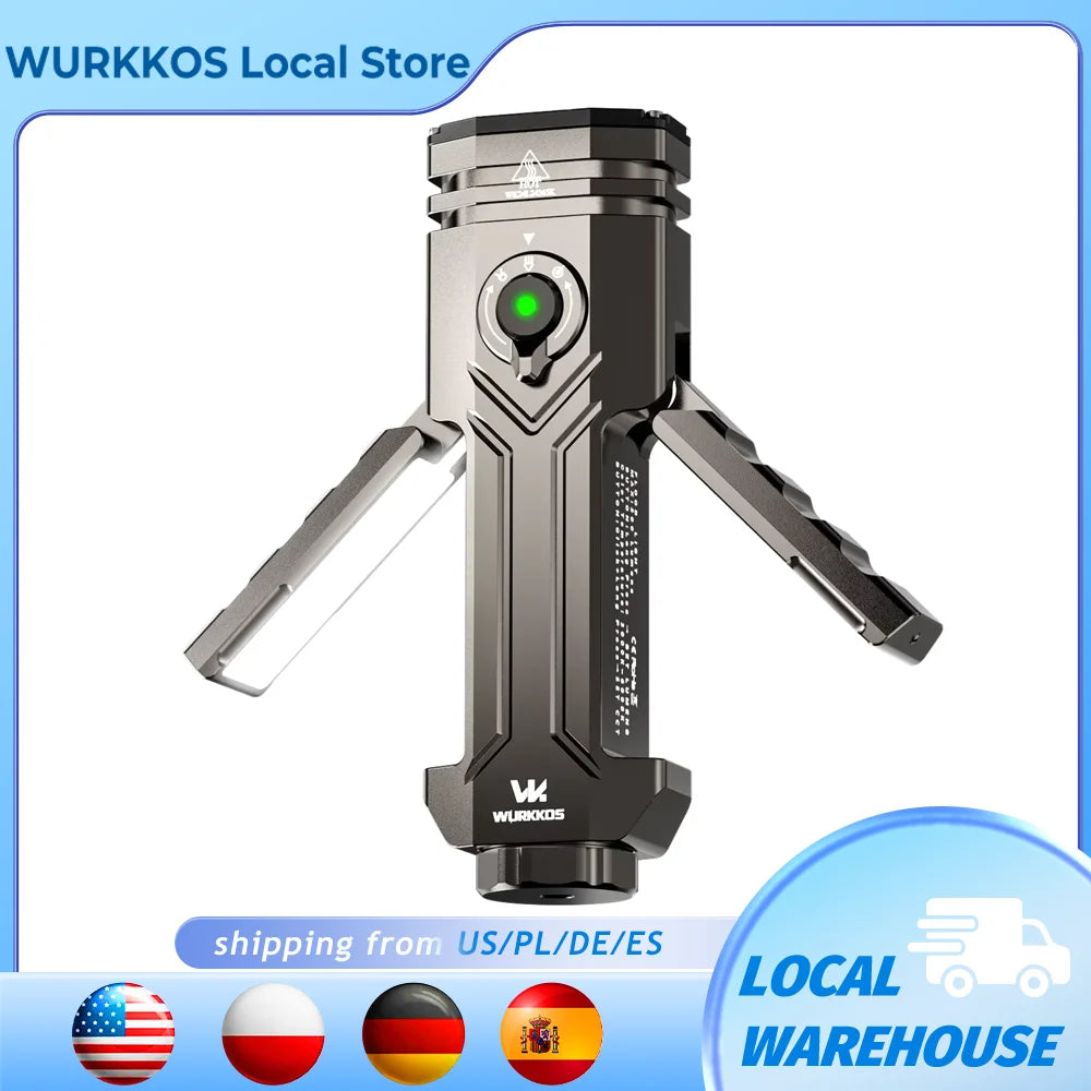 Wurkkos HD02 LED Camping Flashlight Rechargeable Portable Outdoor Searchlight