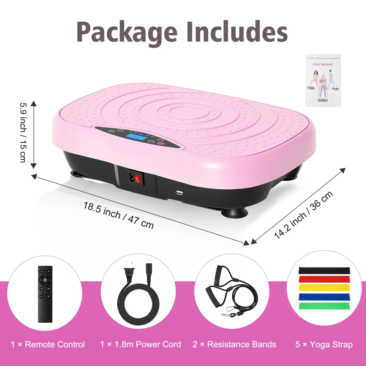 Portable Vibration Plate Exercise Machine With Bluetooth Remote