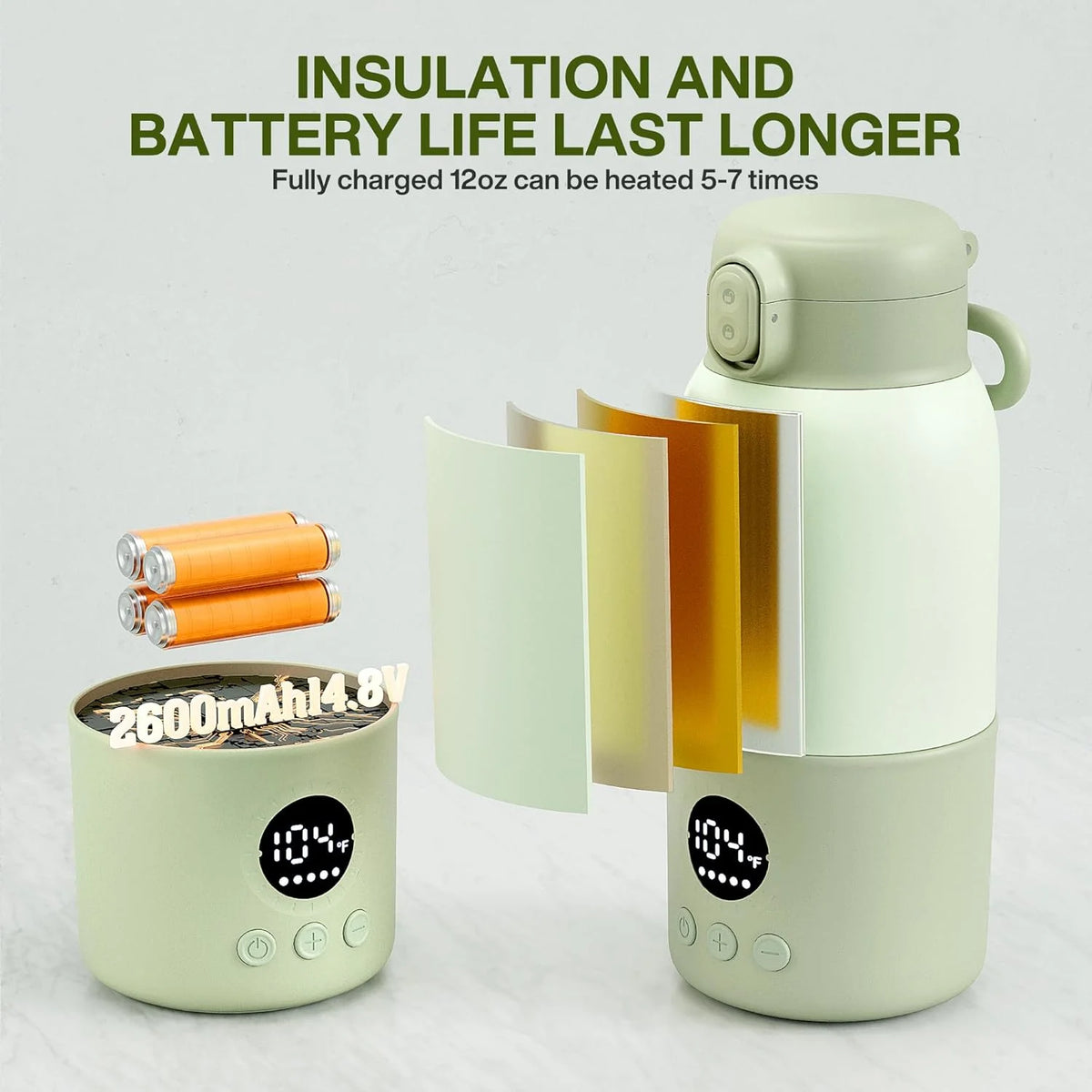 USB Rechargeable 316 Stainless Steel Electric Heating Travel Thermos Cup