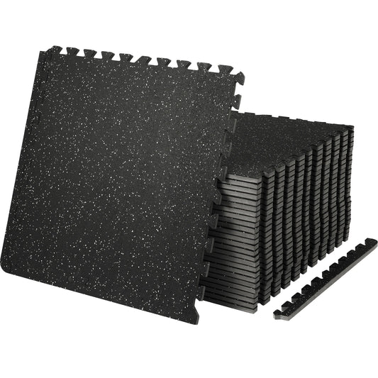 SucceBuy Interlocking Gym Floor Mats With Durable Rubber Top