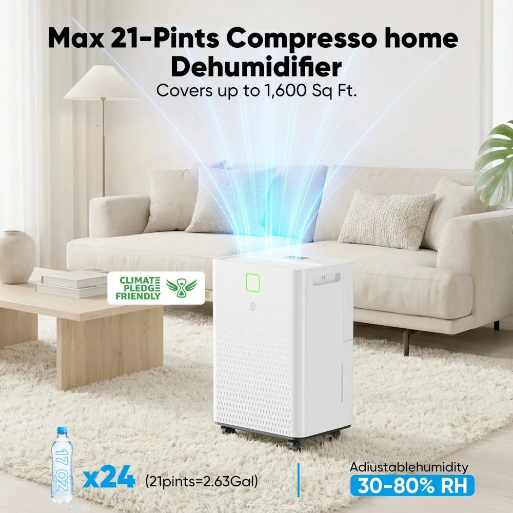 HUMILABS Smart Dehumidifier With Continuous Drain And Auto Defrost