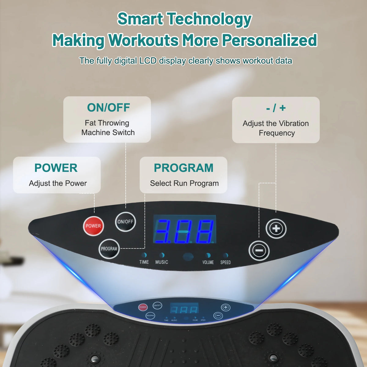 Portable Vibration Plate Exercise Machine With Bluetooth Remote