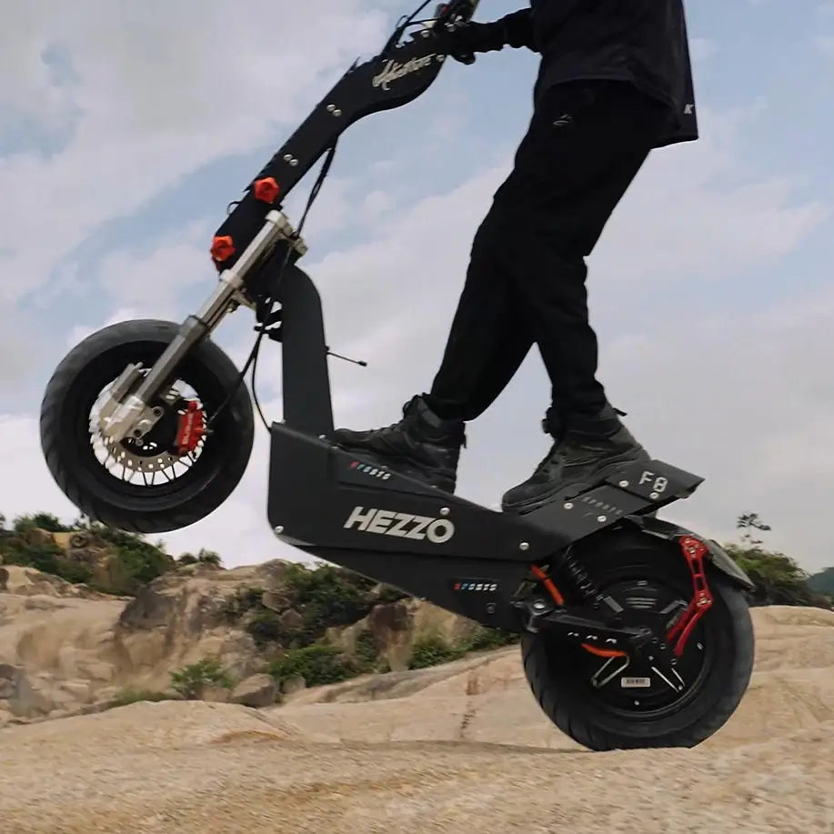 HEZZO F8 16" Escooter 10000W 72V Electric Scooter Off-Road 50Ah 90Miles Foldable Full Suspension 63Mph Powerful Kik Scooter With Seat Hydraulic Brake Black Bage Edition