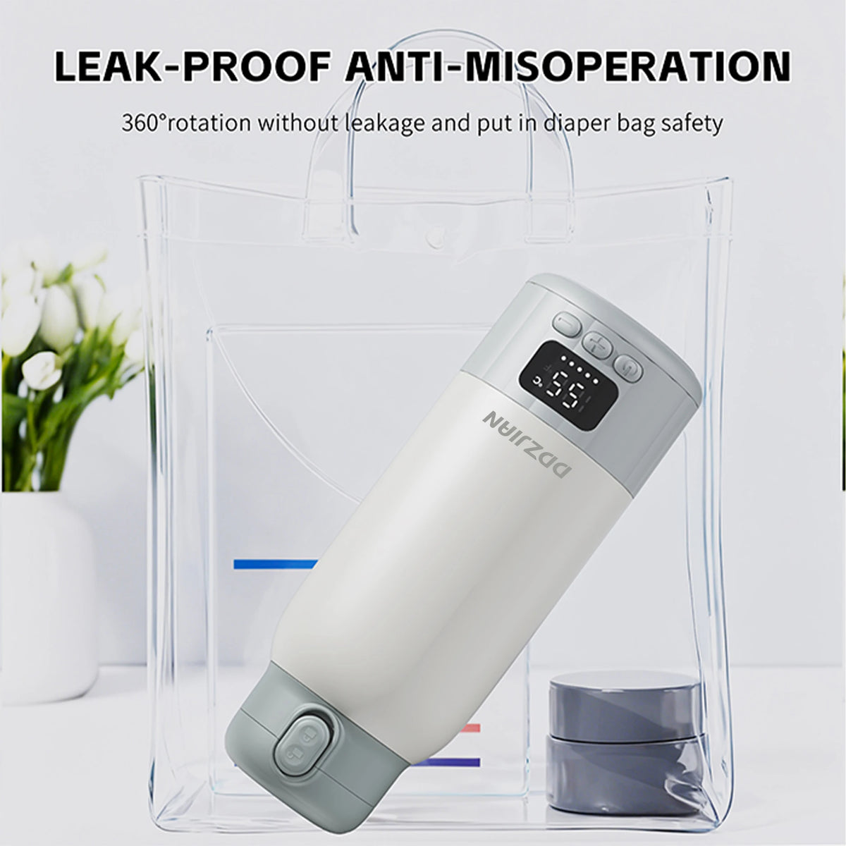 Portable Electric Heating Thermos Cup With Led Temperature Display