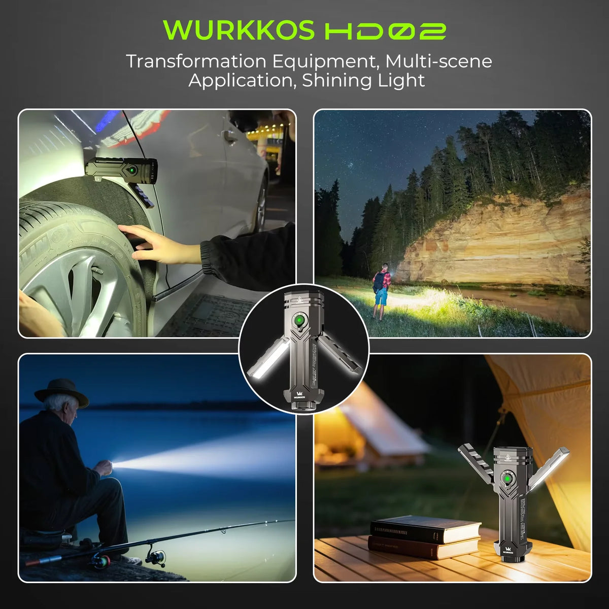 Wurkkos HD02 LED Camping Flashlight Rechargeable Portable Outdoor Searchlight