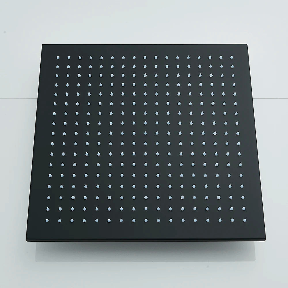 Wall Mounted Square Brass Rainfall Showerhead Featuring Led Lights