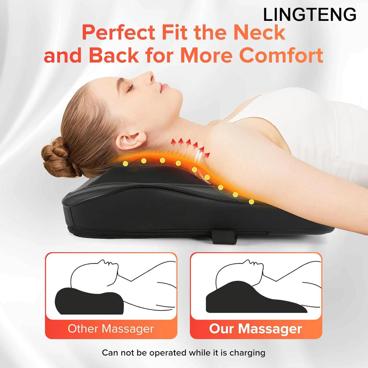LINGTENG 3D Kneading Back Massager With Heat Therapy Rechargeable Battery