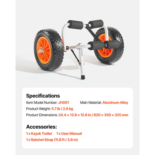 SucceBuy Foldable Kayak Cart Trolley For Canoes And Paddle Boards