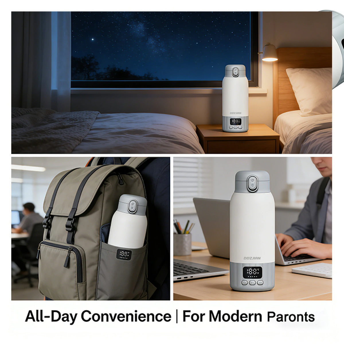 Portable Electric Heating Thermos Cup With Led Temperature Display