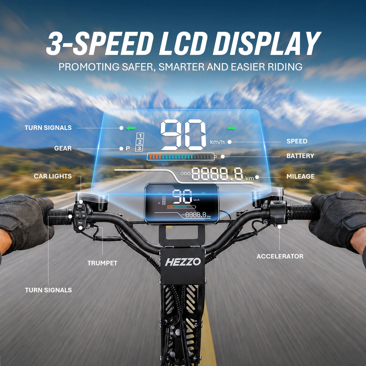 HEZZO F8 16" Escooter 10000W 72V Electric Scooter Off-Road 50Ah 90Miles Foldable Full Suspension 63Mph Powerful Kik Scooter With Seat Hydraulic Brake Black Bage Edition
